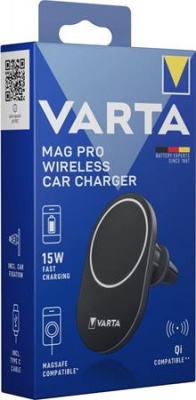 Autós tartó és töltő, Qi/USB-C PD, 15W, VARTA "Mag Pro"