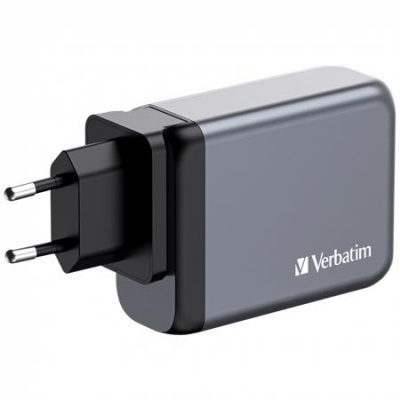 Hálózati töltő, 2xUSB-C PD (100W), USB-C PD (65W), USB-A QC 3.0, EU/UK/US, GaN, VERBATIM